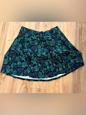 torrid Teal and Navy Floral Midi/Skater Skirt